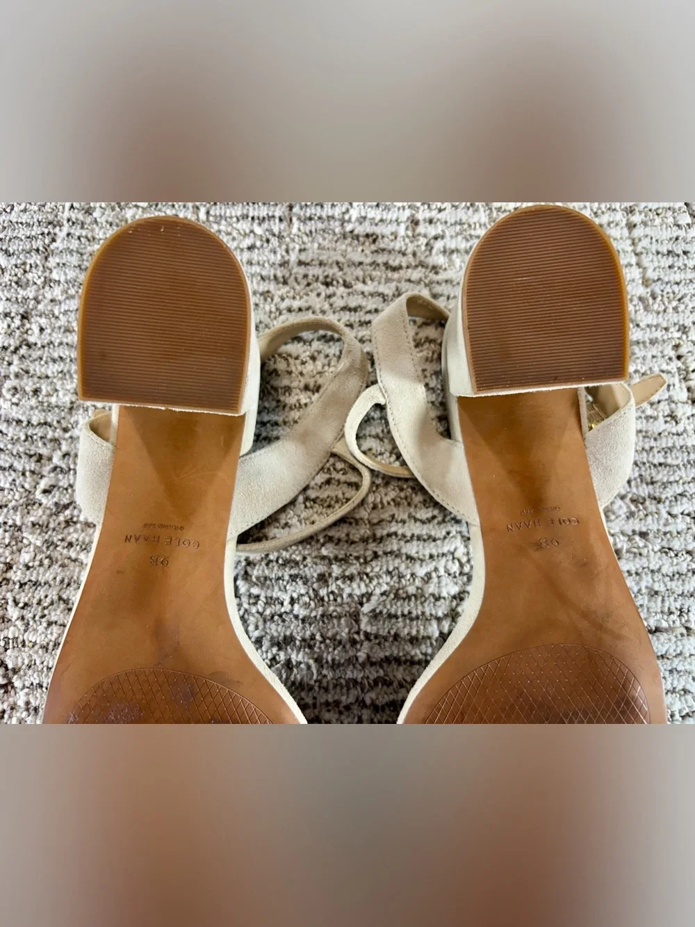 Cole Haan Women's Size 9 Light Mortar Josie Block Heel Suede Sandals
